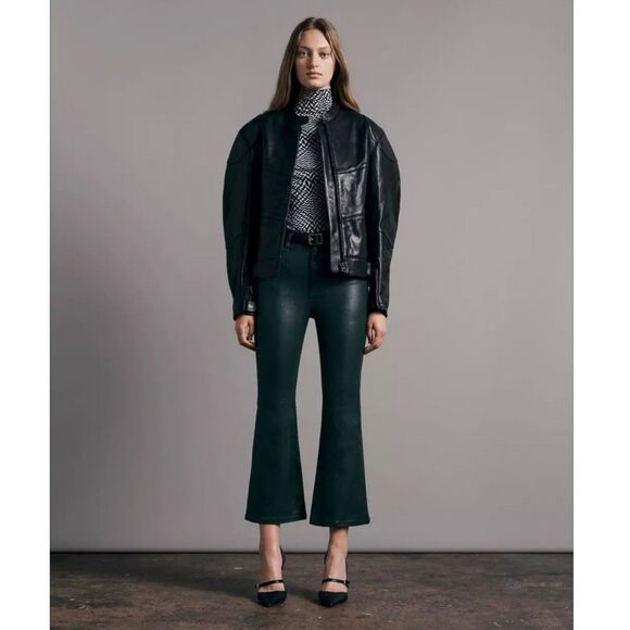 NWT $275 Rag & Bone Casey High Rise Jeans Coated Ankle Flare Pine Grove Size 33 - Picture 1 of 16
